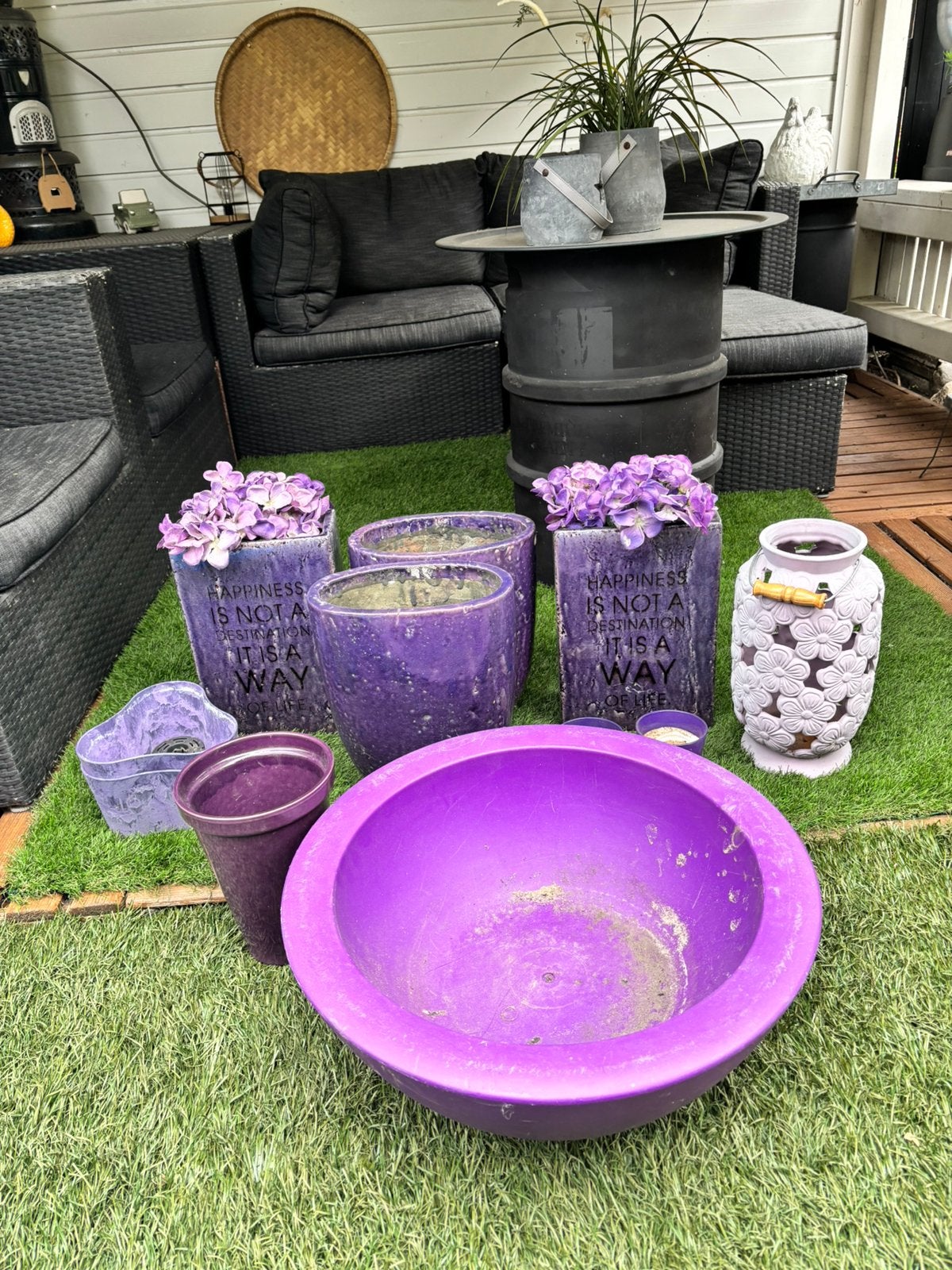 Paarse accessoires voor tuin en huis, Ophalen, Gebruikt, Overige stijlen, Paars