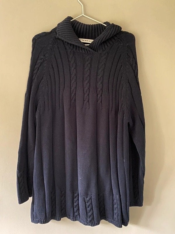 Donkerblauwe kabeltrui maat XL, Public, Blauw, Maat 56/58 (XL), Ophalen of Verzenden