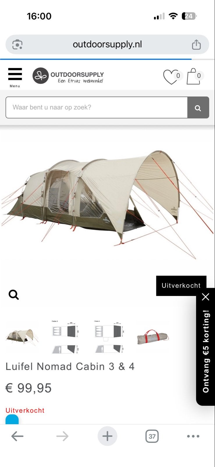Luifel Nomad Cabin 3 & 4 - Nieuwstaat, Caravans en Kamperen, Tenten, Ophalen of Verzenden, Zo goed als nieuw, Tot en met 4