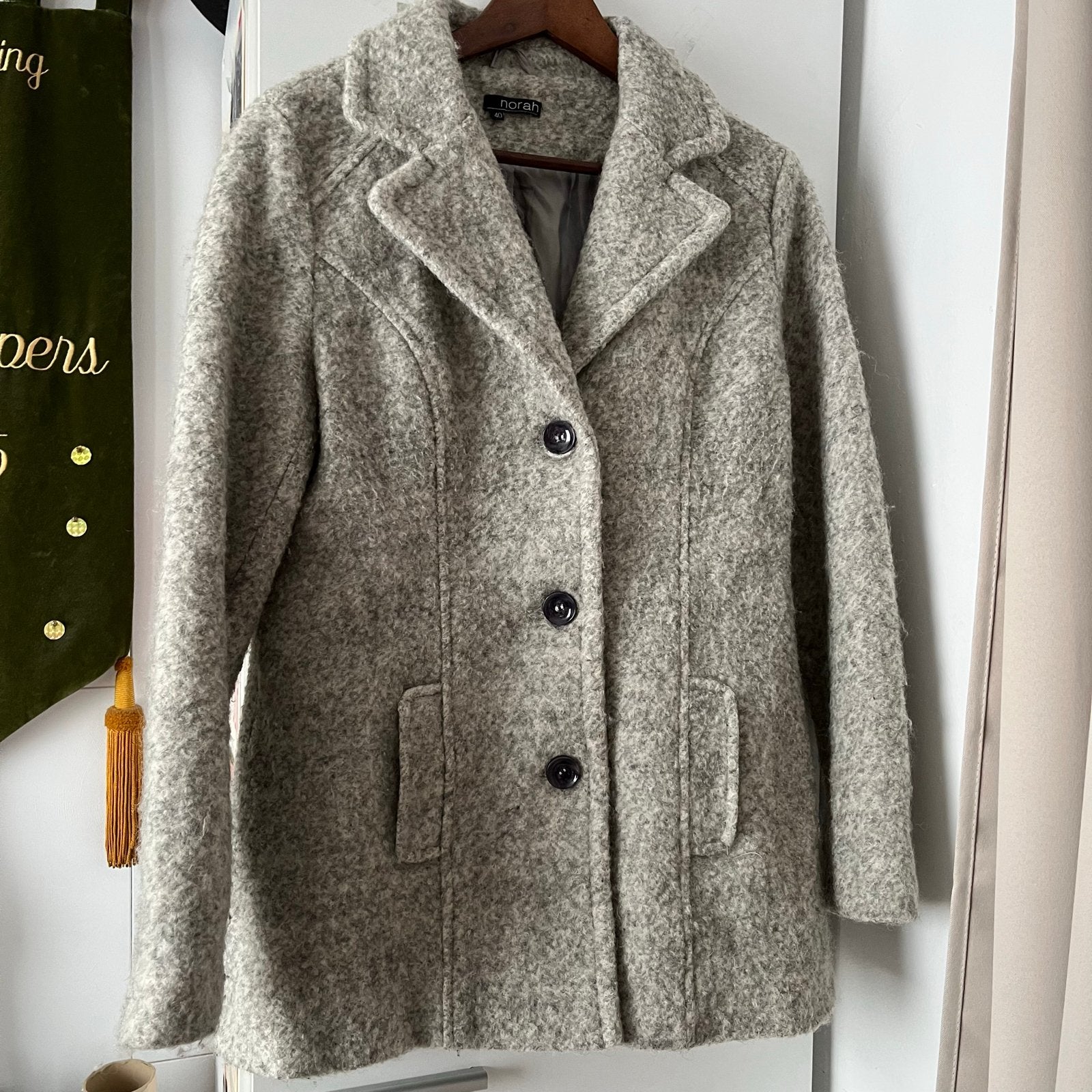 Norah grijs wollen jas maat 40, Kleding | Dames, Ophalen of Verzenden, Zo goed als nieuw, Maat 38/40 (M), Grijs