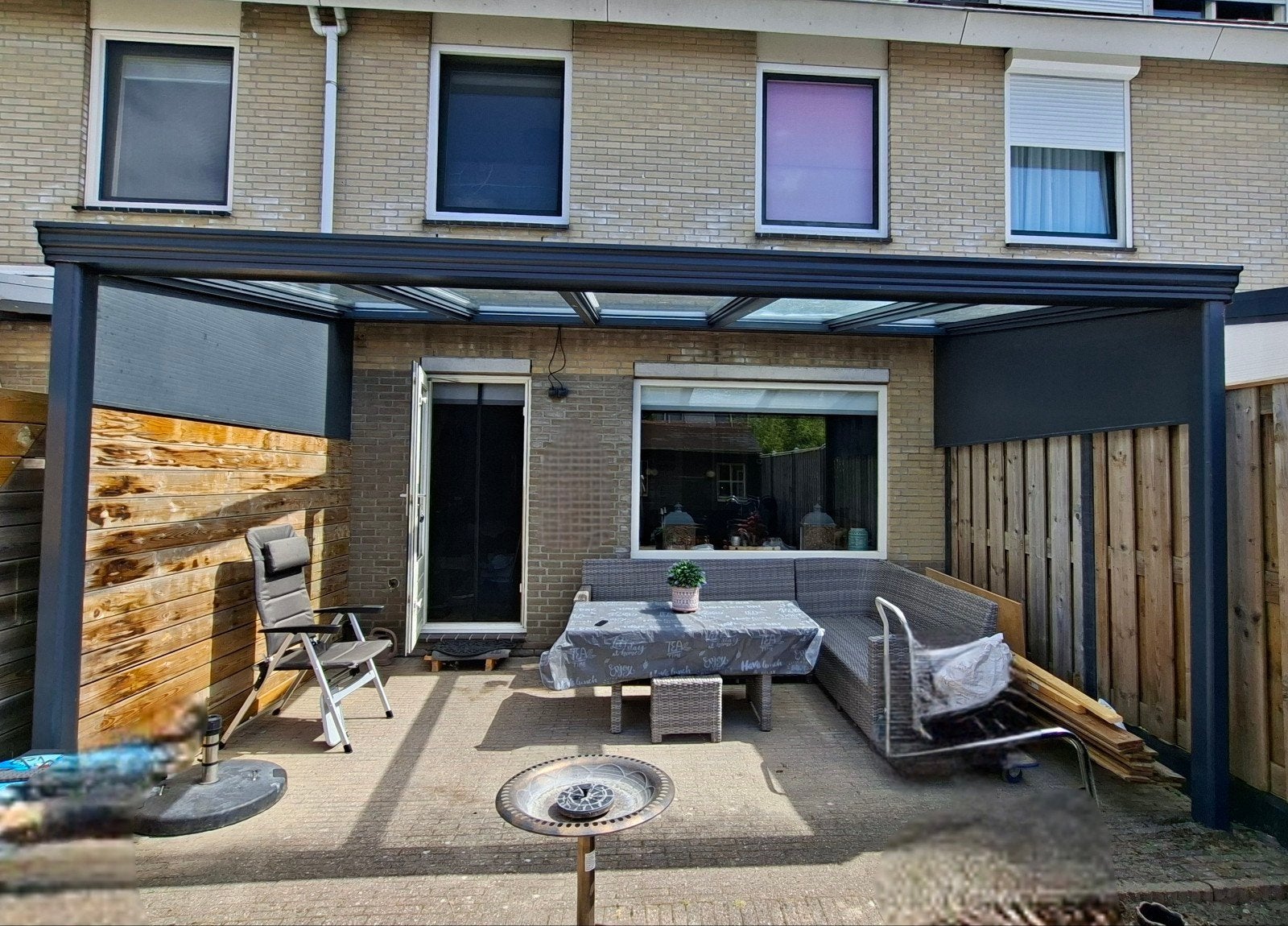 Gumax overkapping met automatische plissé zonwering, Tuin en Terras, Overkappingen, Ophalen