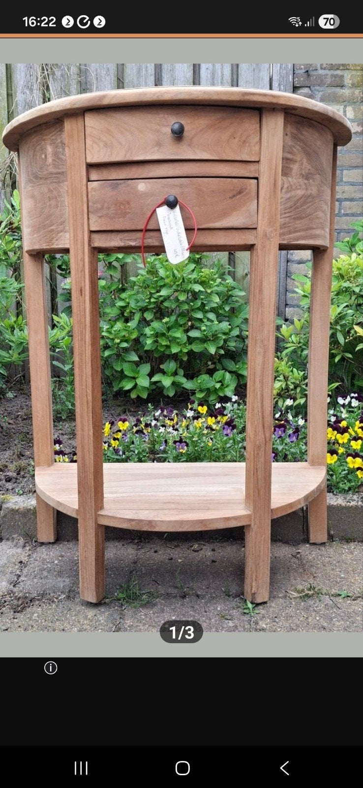 Nieuw massief teakhouten sidetable met 2 lades, Ophalen, 50 tot 100 cm, Teakhout, Nieuw