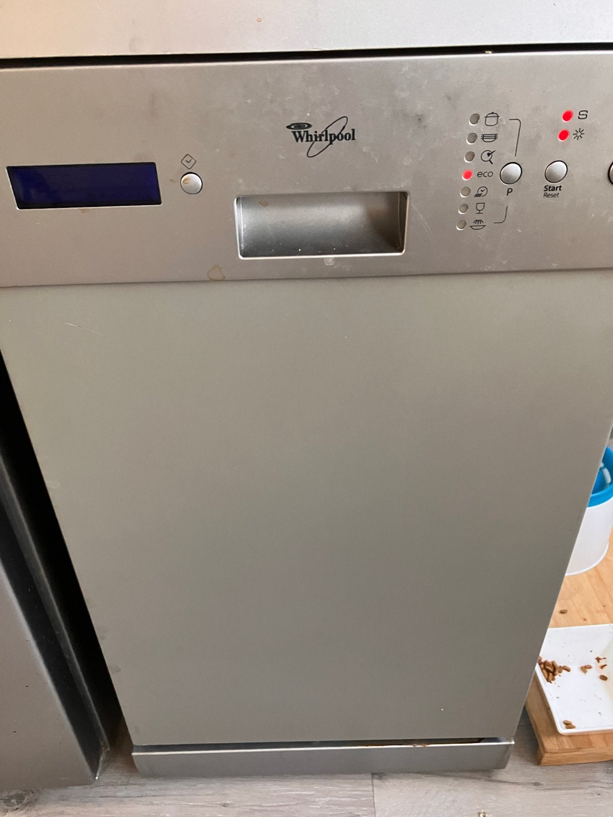 Whirlpool ADP750IX vaatwasser 45 cm RVS – defect/onderdelen, Ophalen of Verzenden, Energieklasse A of zuiniger, Niet werkend, 85 tot 90 cm