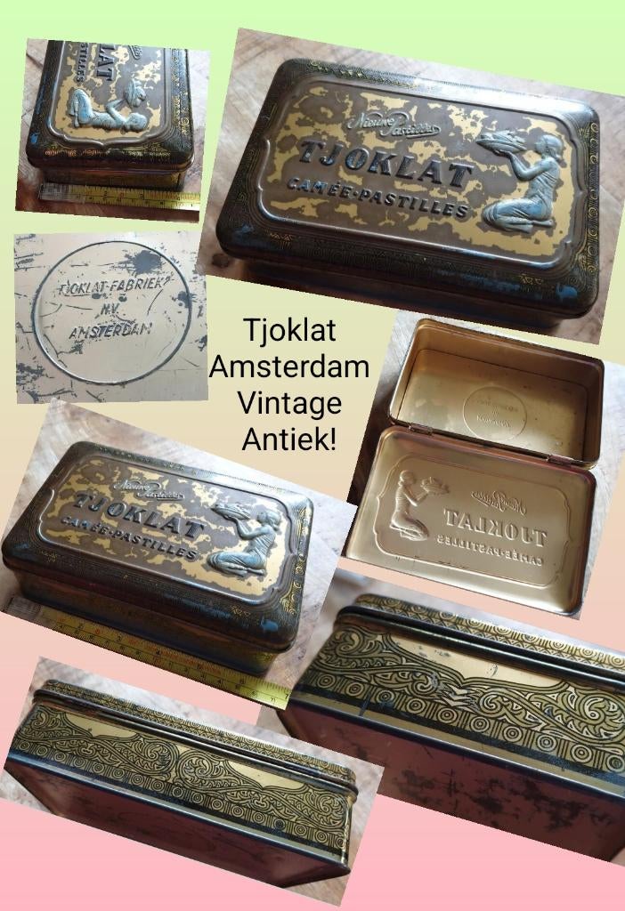 Tjoklat Camée-Pastilles blik antiek, vintage patina, antiek!, Verzamelen, Blikken, Ophalen of Verzenden, Gebruikt, Koek(jes), Overige merken