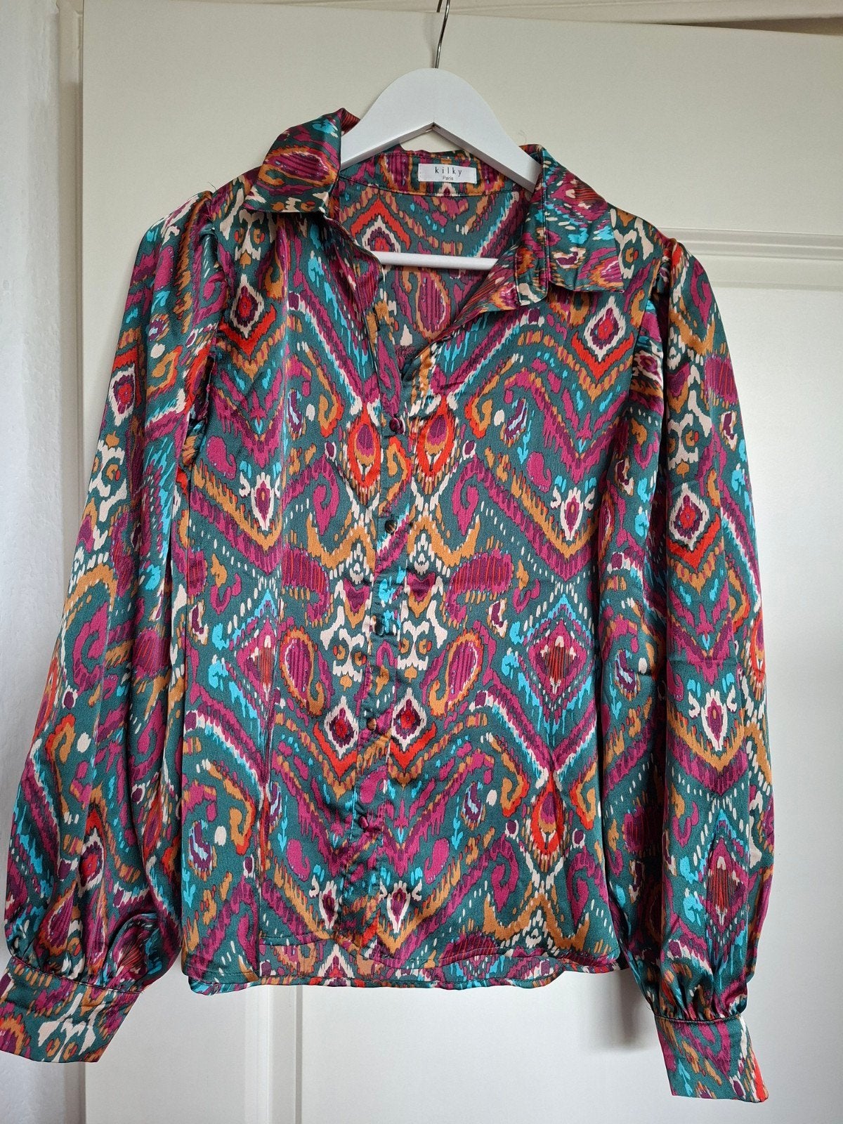Vrolijke blouse Kilky Paris - One size (valt als M), Maat 38/40 (M), Meerkleurig, Ophalen of Verzenden, Gedragen