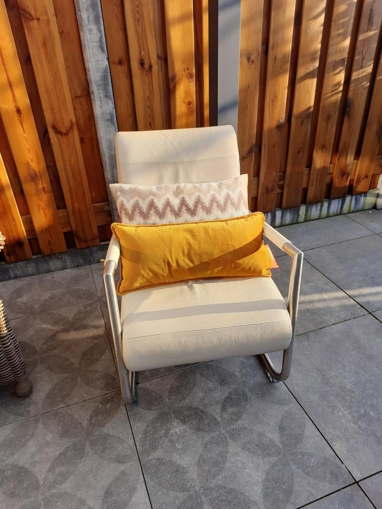 Henders & Hazel Fauteuil Angelica RVS Cantania leer Misty, Ophalen, 75 tot 100 cm, Zo goed als nieuw, 75 tot 100 cm