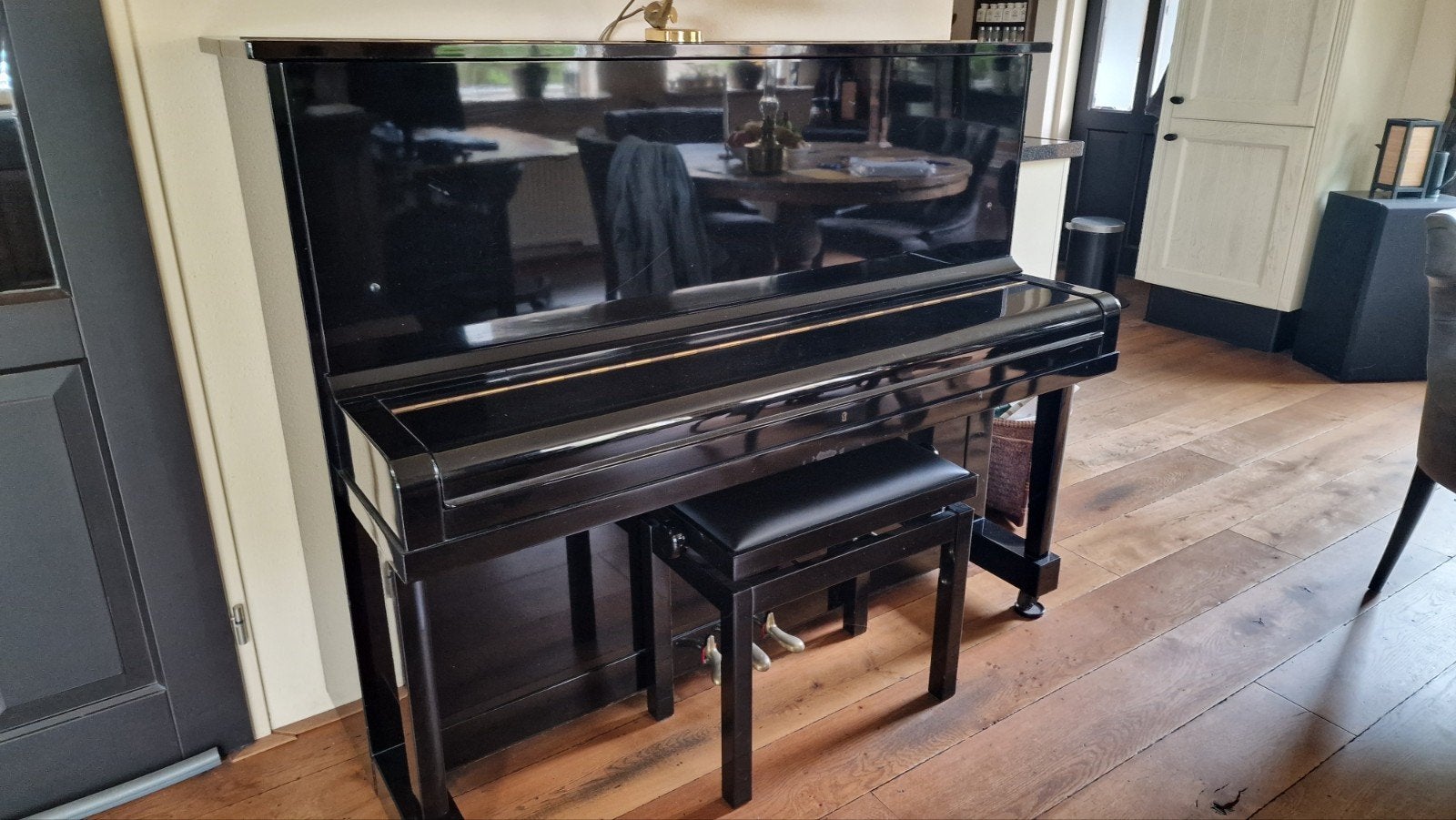 Apollo Piano - Zwart Hoogglans met Kruk, Ophalen, Gebruikt, Zwart, Piano