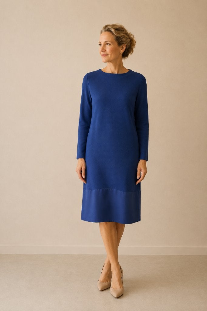 Natan jurk maat 38/40 koningsblauw | luxe designer jurk |, Maat 38/40 (M), Zo goed als nieuw, Knielengte, Natan