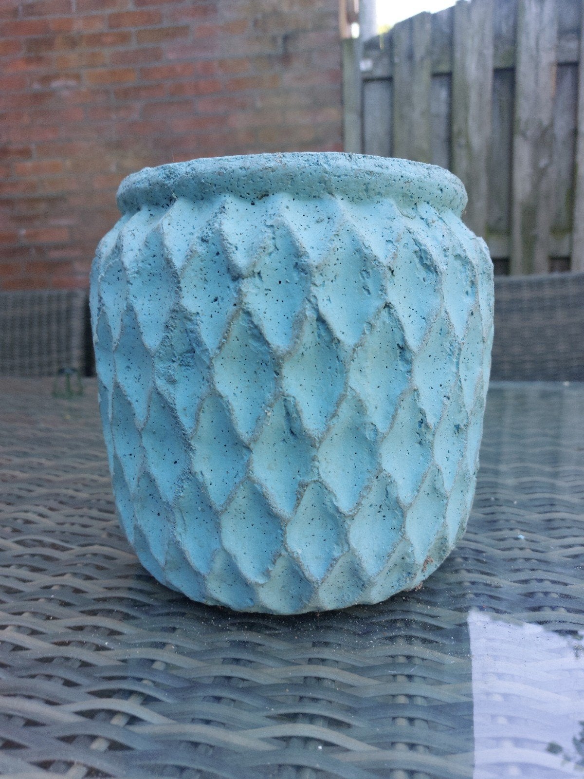 Partij potten (20 stuks) - Betonlook blauw, Tuin en Terras, Rond, Ophalen of Verzenden, Zo goed als nieuw, Binnen