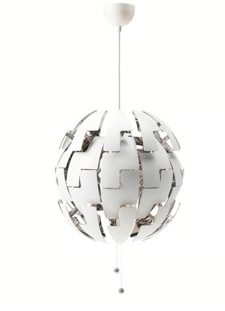 IKEA PS 2014 Hanglamp, wit/zilverkleur, Huis en Inrichting, Lampen | Hanglampen, Ophalen, 50 tot 75 cm, Zo goed als nieuw, Metaal