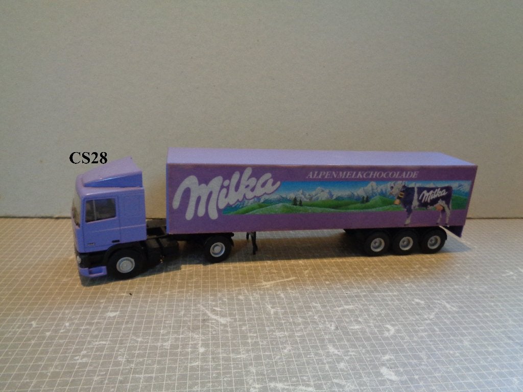 lion daf 95 milka, Hobby en Vrije tijd, Modelauto's | 1:50, Ophalen of Verzenden, Zo goed als nieuw, Bus of Vrachtwagen, Lion Toys