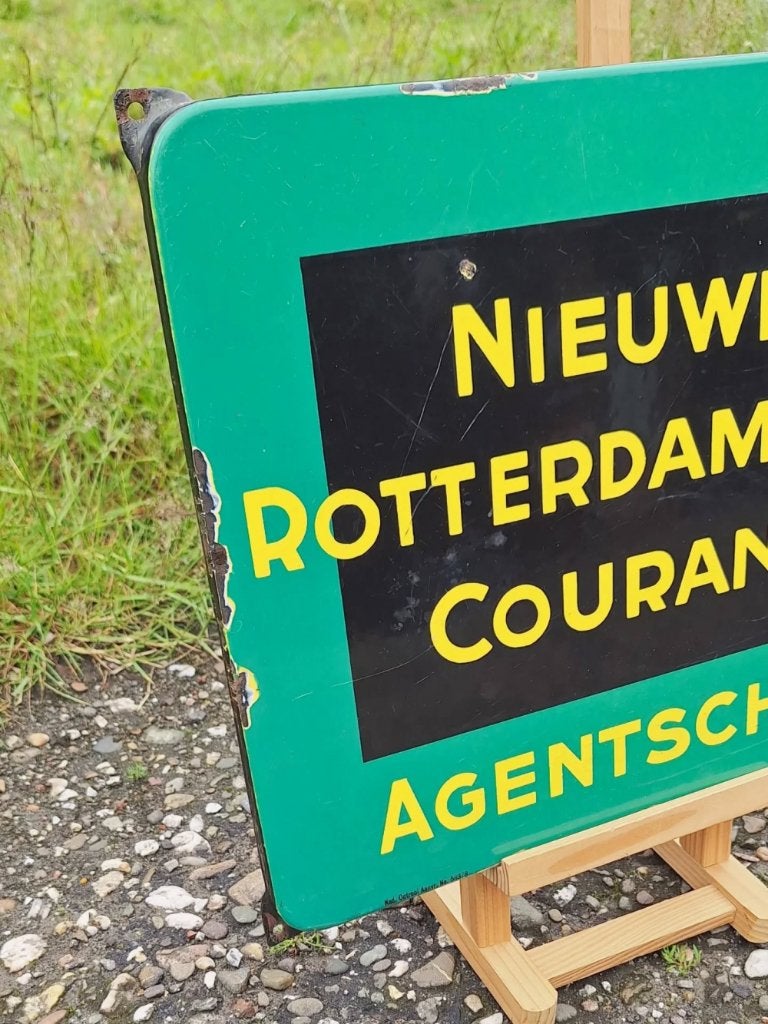 Emaille reclamebord Agentschap Nieuwe Rotterdamsche Courant., Reclamebord, Gebruikt, ., Ophalen of Verzenden