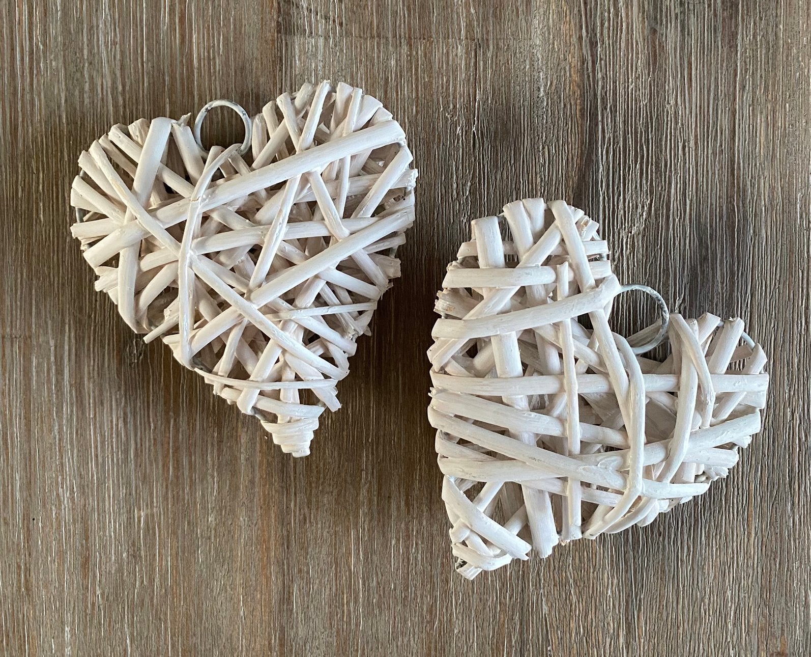 2x nieuw handgemaakt wit rieten hart – woondecoratie, Hout, Nieuw, Ophalen of Verzenden, Landelijk