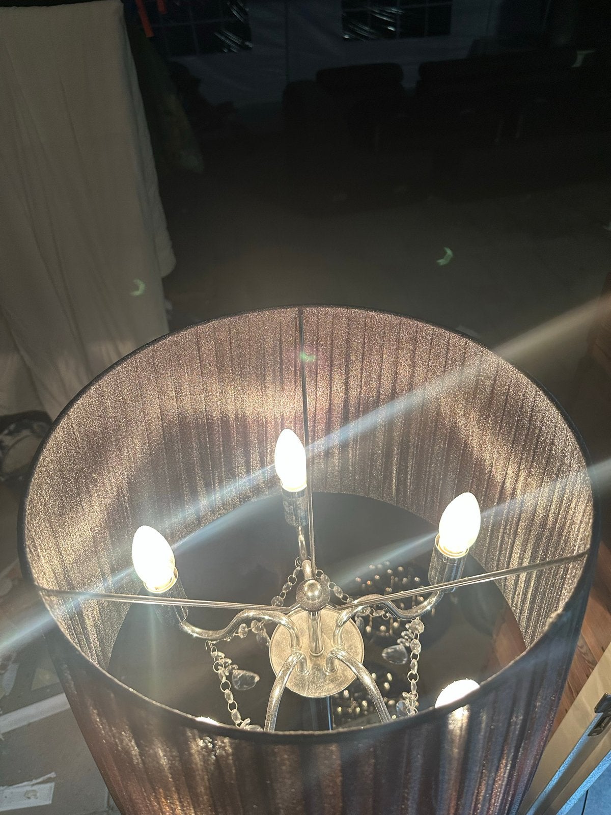 Elegante staande lamp met kristallen details, Ophalen, Gebruikt, E14 (klein), Metaal