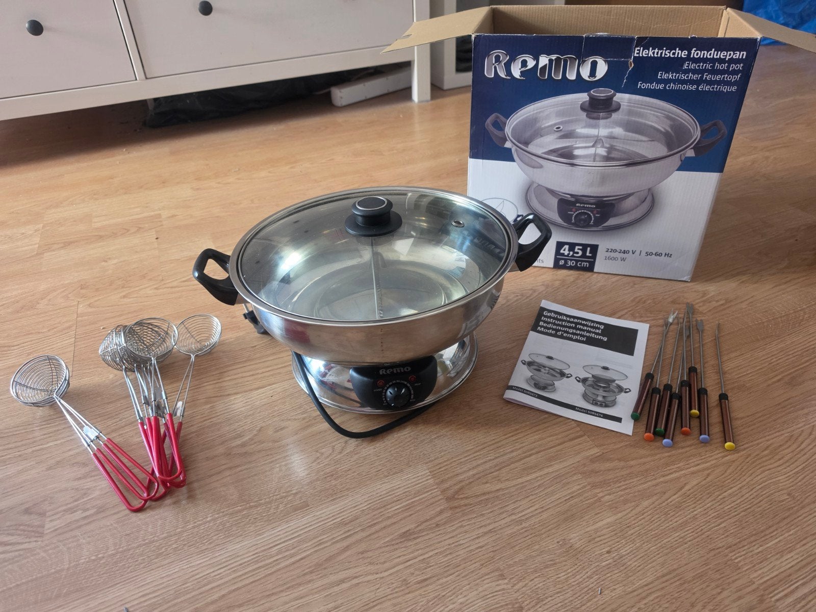 Remo elektrische fonduepan Hot Pot 4.5 liter te koop, Witgoed en Apparatuur, Fonduesets, Ophalen, Gebruikt, Elektrisch, Fonduepan