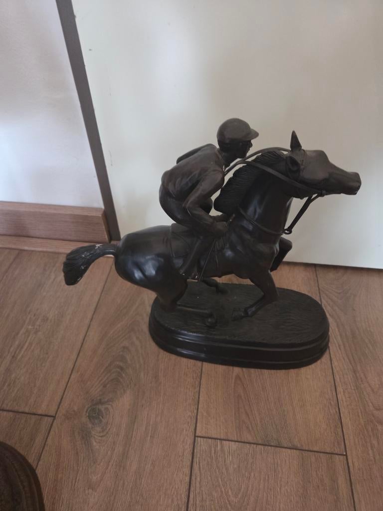 Mooi Bronzen Paard met Jockey - Vintage Decoratie, Ophalen of Verzenden, Brons