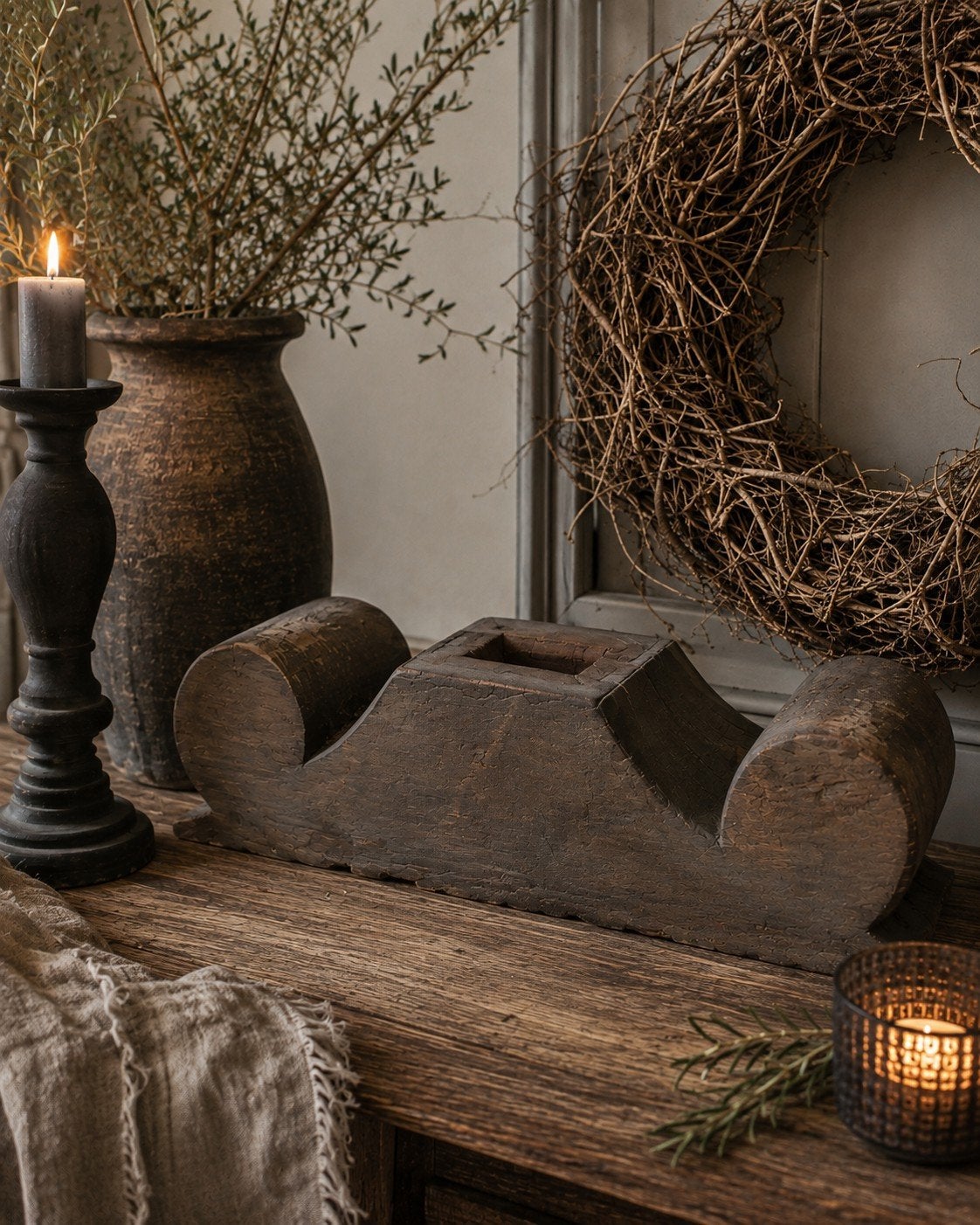 Mooi sober houten ornament van Aura Peeperkorn, Huis en Inrichting, Woonaccessoires | Kandelaars en Kaarsen, Ophalen of Verzenden
