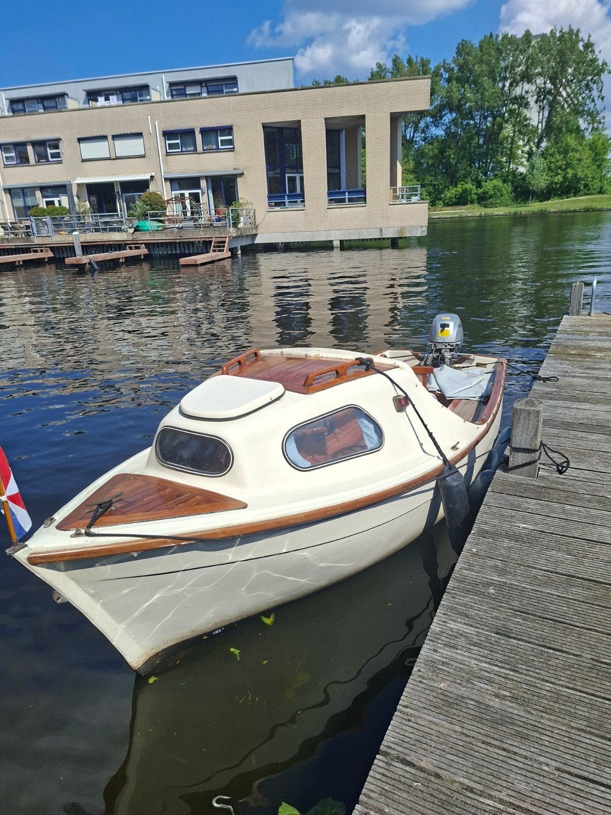 Zeer mooie kajuitboot met teakhout afwerking, Watersport en Boten, Ophalen, Zo goed als nieuw, Hout