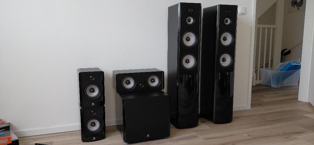 Boston acoustics 5.1 set (A25, A360, A225C en ASW250), Gebruikt, 70 watt of meer, 5.1-systeem, Overige spelers