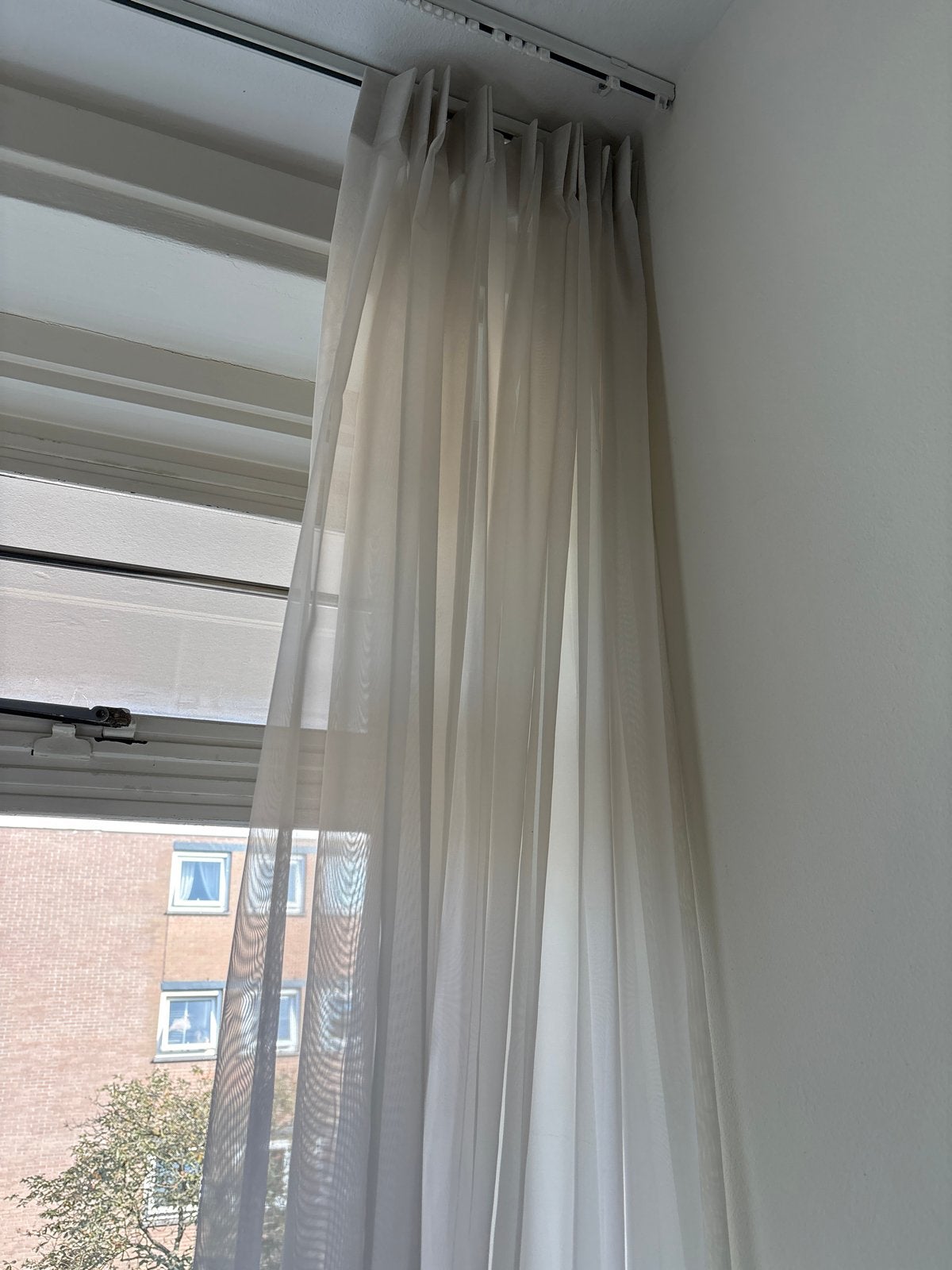 Lichtdoorlatende Vitrage Gordijnen - Crème/Wit, Huis en Inrichting, Ophalen, Vitrage, Crème, Polyester