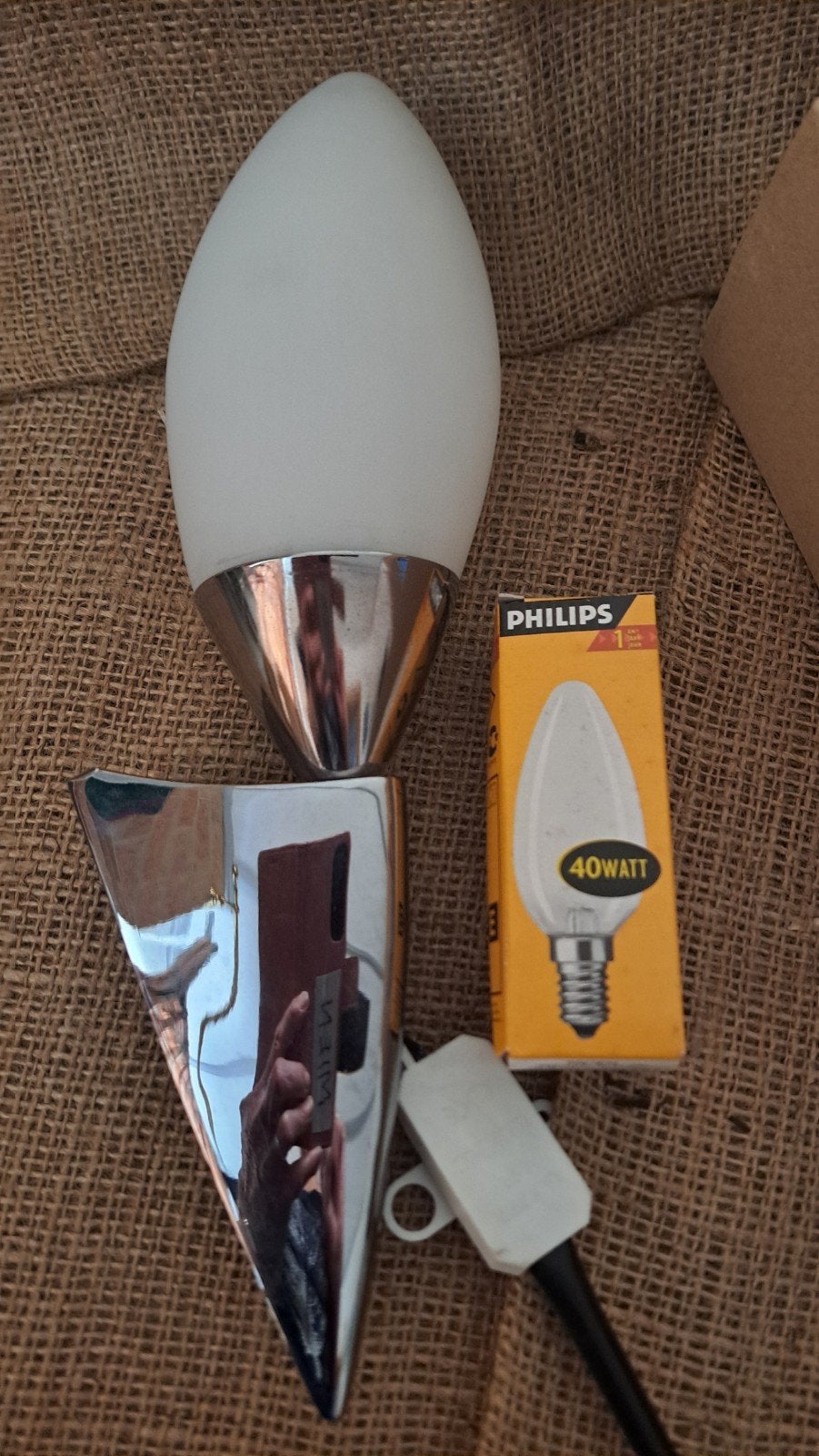 Vintage exclusieve Wandlamp - Chroom & Opaalglas, Antiek en Kunst, Verzenden