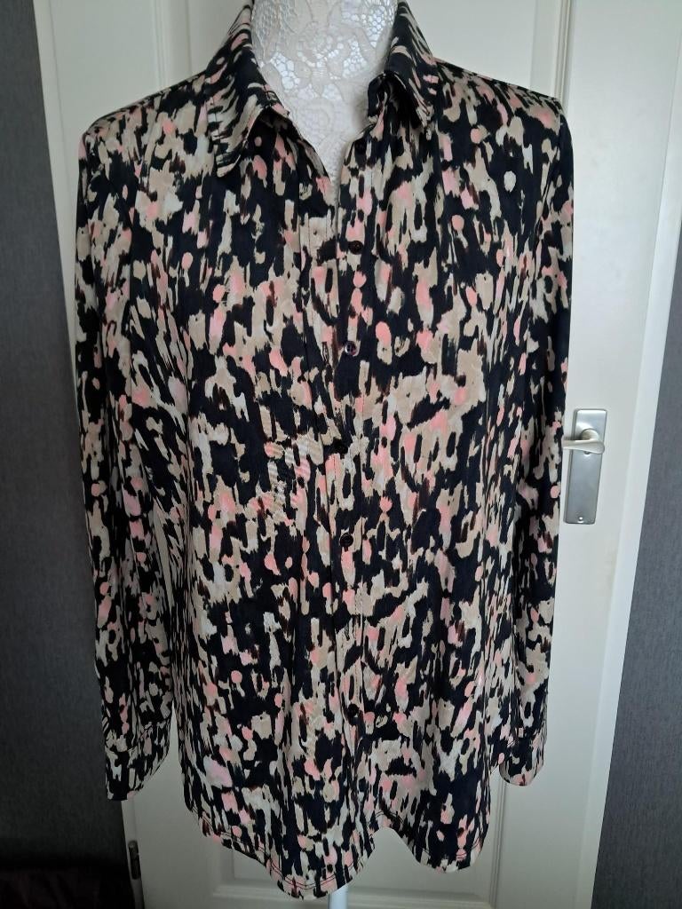 Blouse &CO Woman Stretch Maat : 42  : Zwart Beige roze, Overige kleuren, Maat 42/44 (L), &Co Woman, Nieuw
