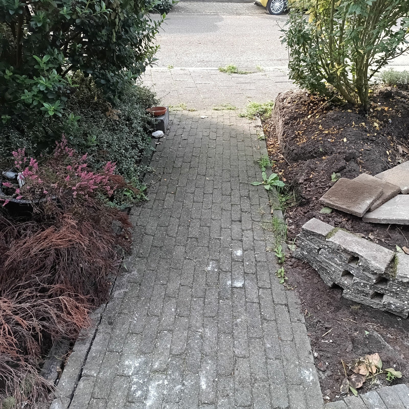 11 m² betonnen waaltjes 7x20x7 cm, Ophalen, Gebruikt, Klinkers, 10 m² of meer