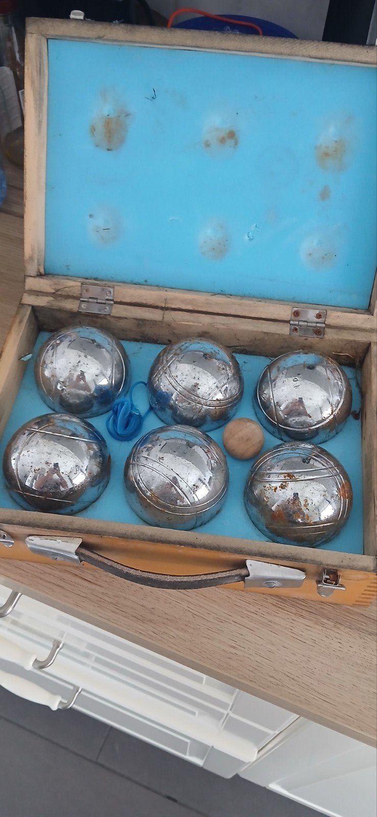 Complete jeu de boules set in houten kist, Ophalen, Gebruikt