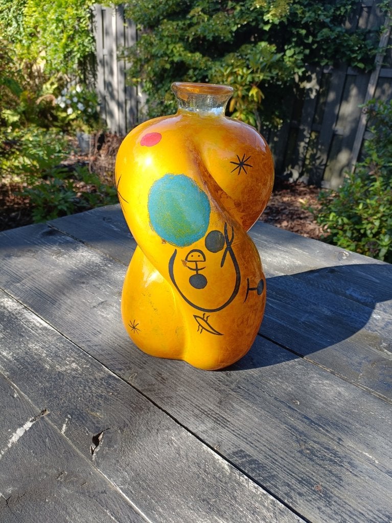 Glazen handbeschilderde vintage vaas, Antiek en Kunst, Ophalen