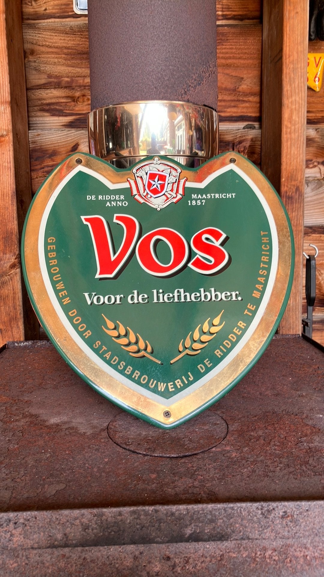 Vintage Vos Bier Reclamebord - Stadsbrouwerij De Ridder, Verzamelen, Biermerken, Gebruikt, Reclamebord, Plaat of Schild, Overige merken