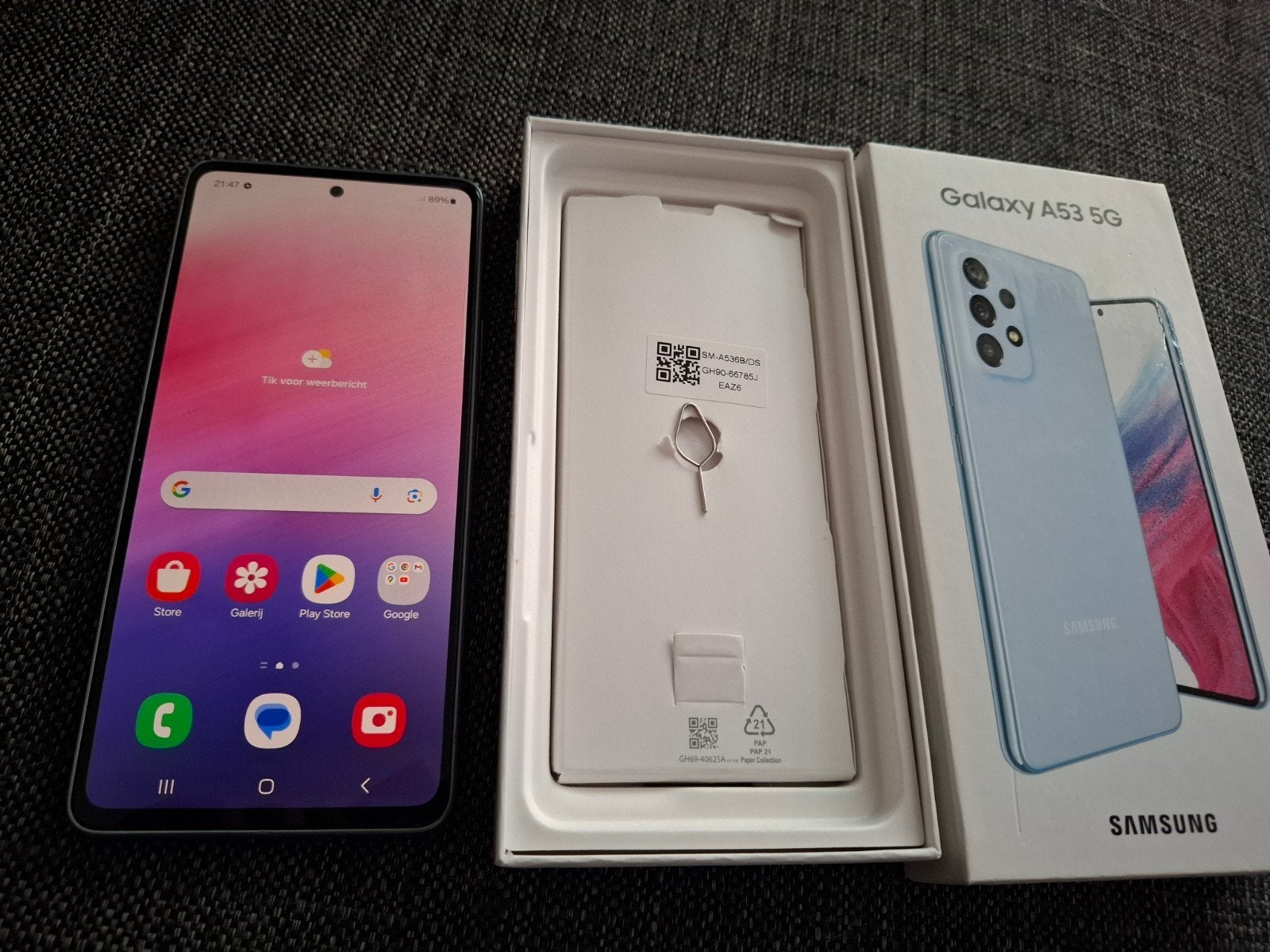 Samsung A53 5G, Telecommunicatie, Mobiele telefoons | Samsung, Ophalen, Gebruikt, Blauw, Touchscreen