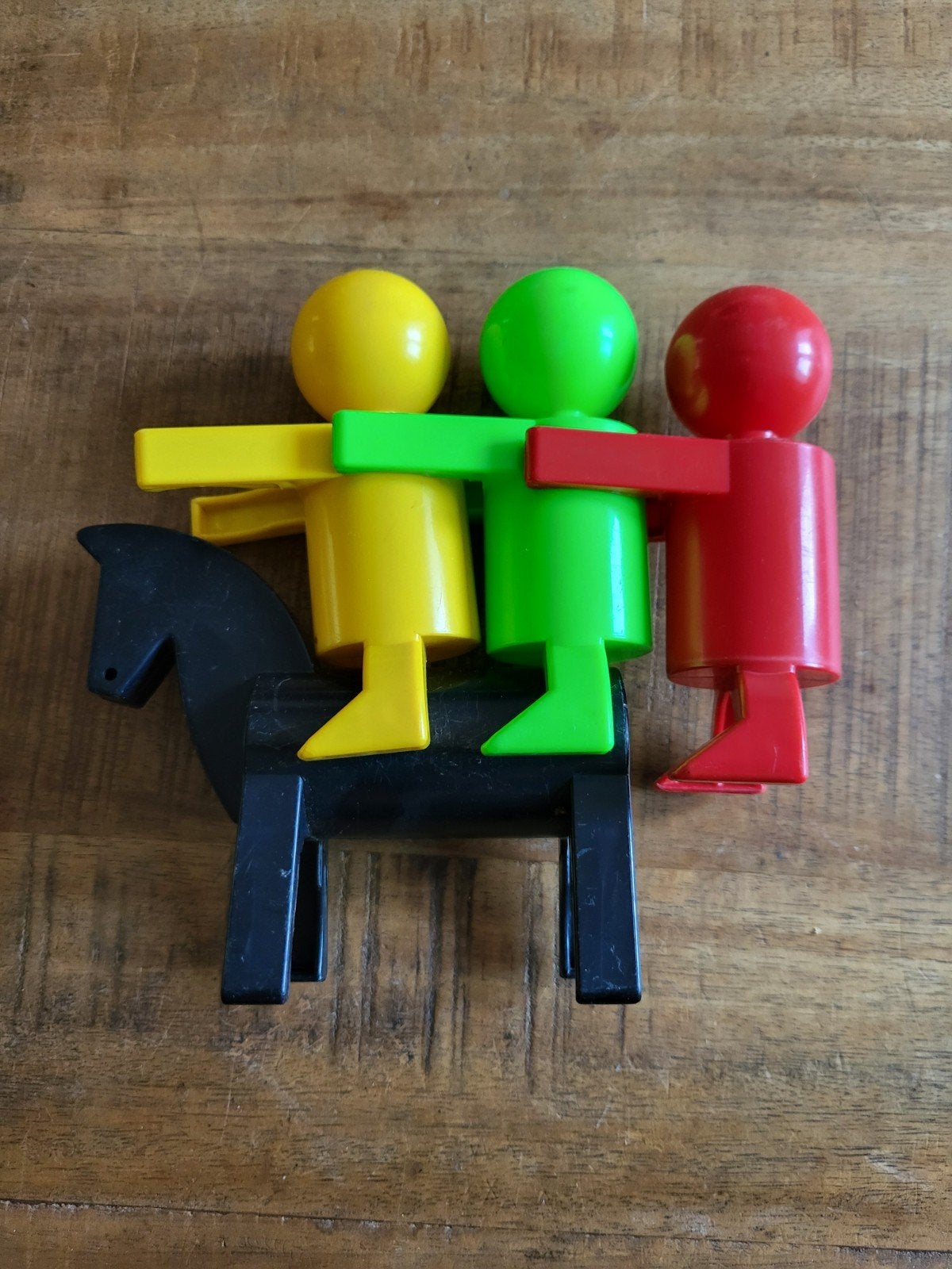 Vintage Simex Miniboys stapelbare poppetjes met paard, Ophalen of Verzenden