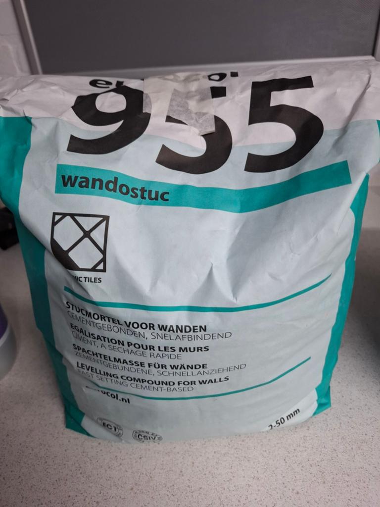 Eurocol 935 Wandostuc Stucmortel voor Wanden, Doe-het-zelf en Verbouw, Tegels, Ophalen, Minder dan 20 cm, 10 m² of meer, Overige materialen