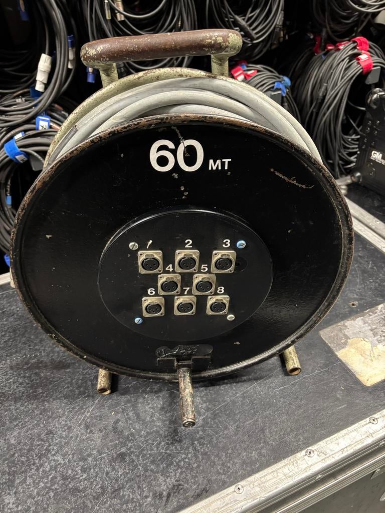 60 meter 8x XLR Haspel multikabel, Ophalen, Gebruikt, Microfoon