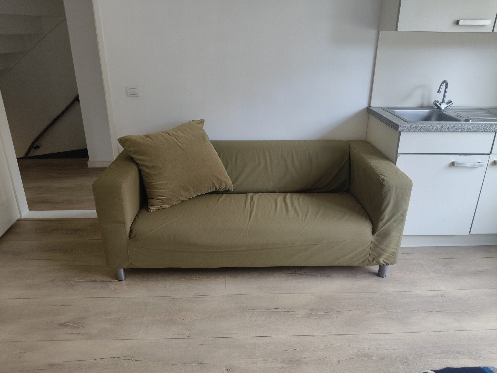 IKEA bank met wasbare hoes - Olijfgroen, Ophalen, Gebruikt, 150 tot 200 cm, Tweepersoons