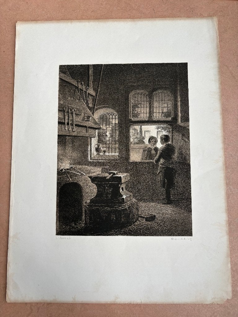 Litho naar Hendricus Johannes Scheeres (Jan Weissenbruch), Ophalen of Verzenden, Portret en Figuren, Lithografie