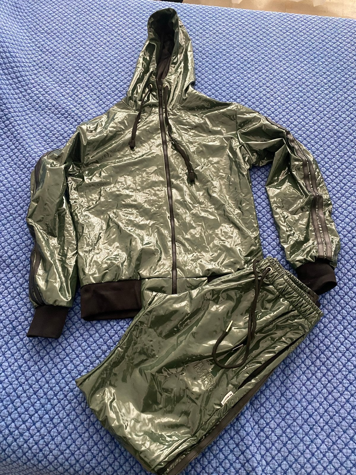 MR. RIEGILLIO Trainingspak Glanzend Groen Maat M, Kleding | Heren, Ophalen of Verzenden, Zo goed als nieuw, Maat 48/50 (M), Groen