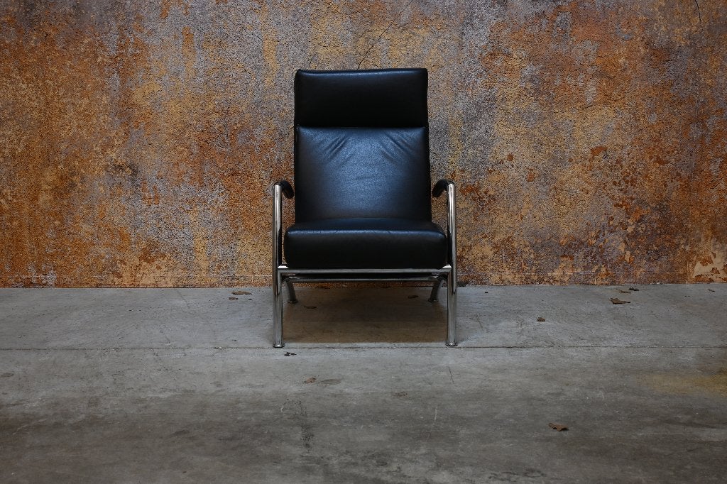 ZGANieuw zwarte leren Leolux Helical design fauteuil, Leolux, Leolux, 75 tot 100 cm, Ophalen of Verzenden