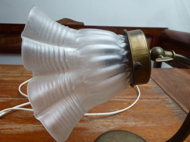 Art deco wandlampje, messing en glas, Antiek en Kunst, Antiek | Lampen, Ophalen of Verzenden