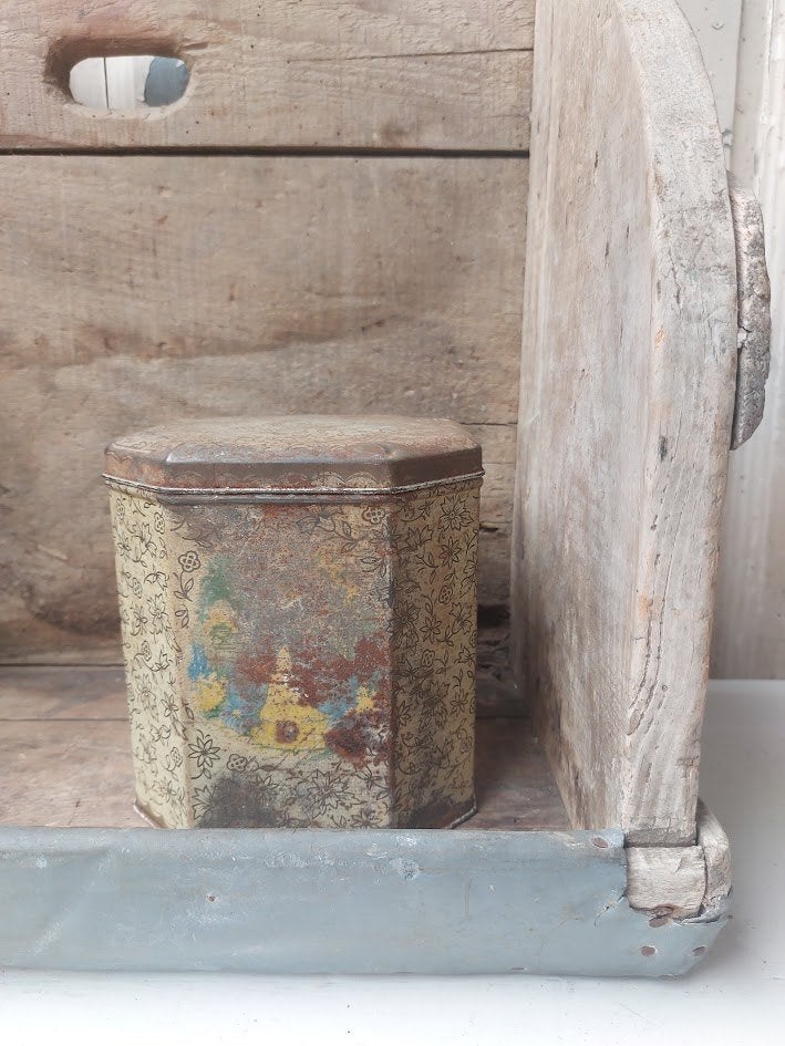Antiek Koekblik - Romantisch Vintage Blik  - Brocante, Ophalen of Verzenden