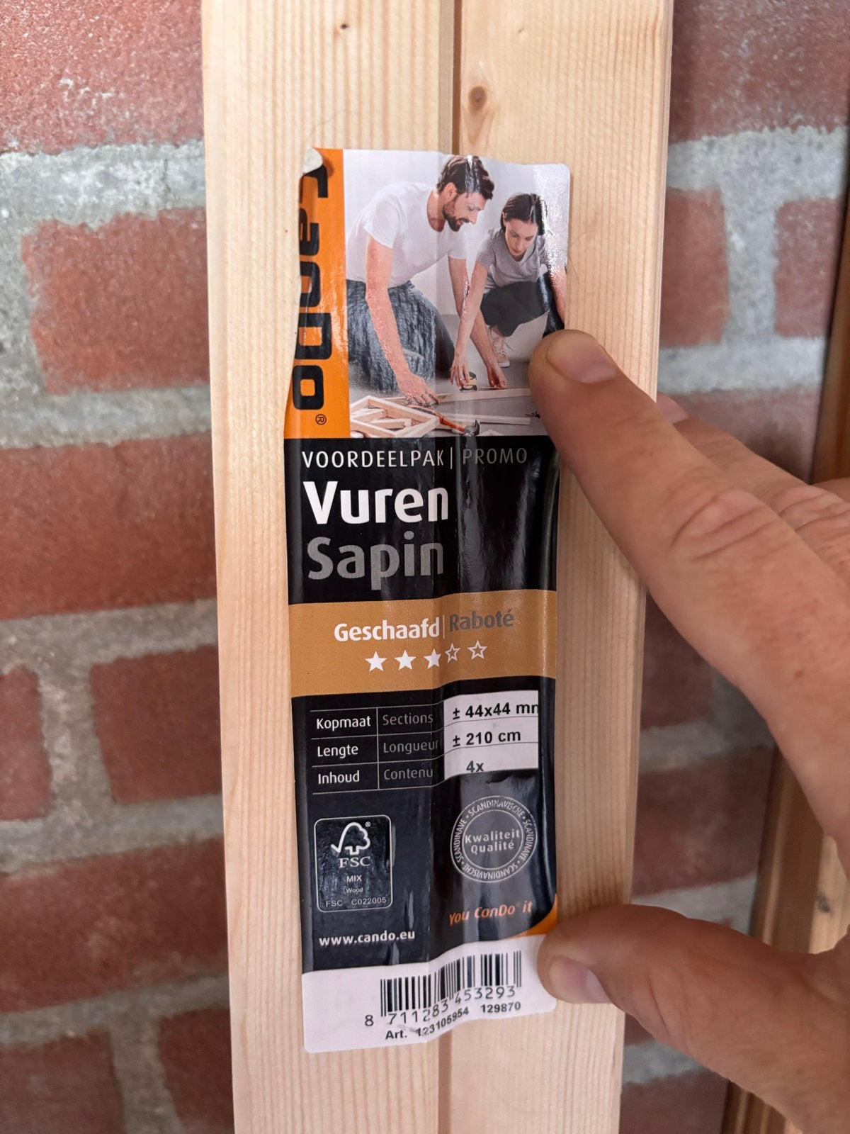 Vuren Sapin geschaafd 44x44mm, 210cm - 4 stuks, Ophalen, 25 tot 50 mm, Nieuw, 200 tot 250 cm