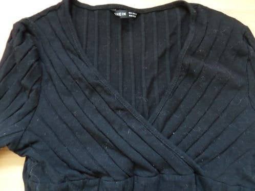 Apart zwart strechshirt van Shein maat 36 met v-hals, Zwart, Ophalen of Verzenden, Zo goed als nieuw, Lange mouw