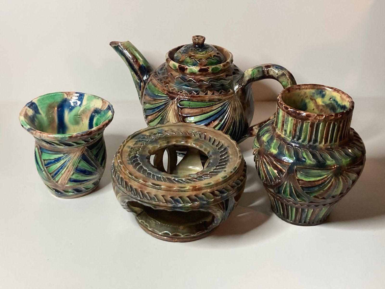 Unieke handgemaakte keramische theeset - Vintage stijl, Ophalen of Verzenden