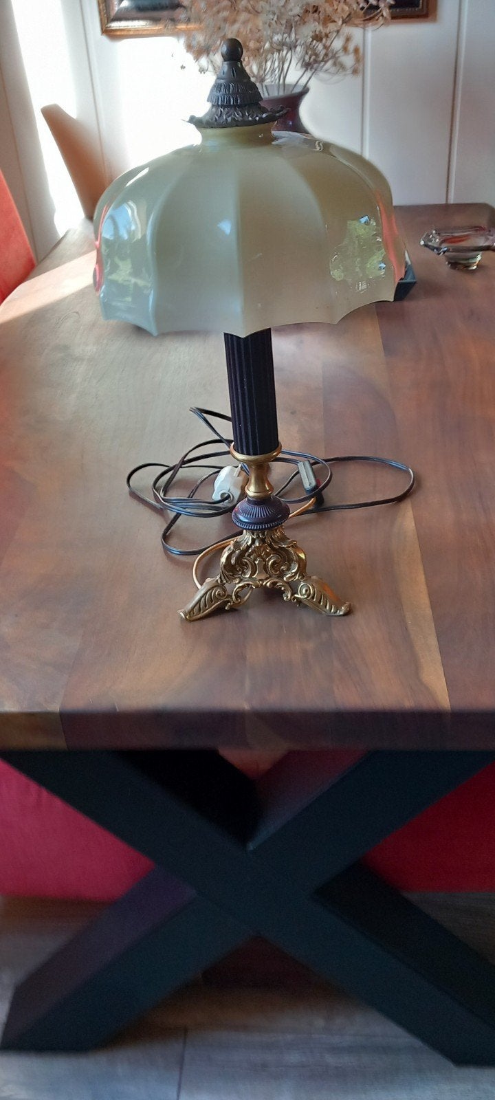 Vintage tafellamp met opaline kap, Antiek en Kunst, Antiek | Lampen, Ophalen