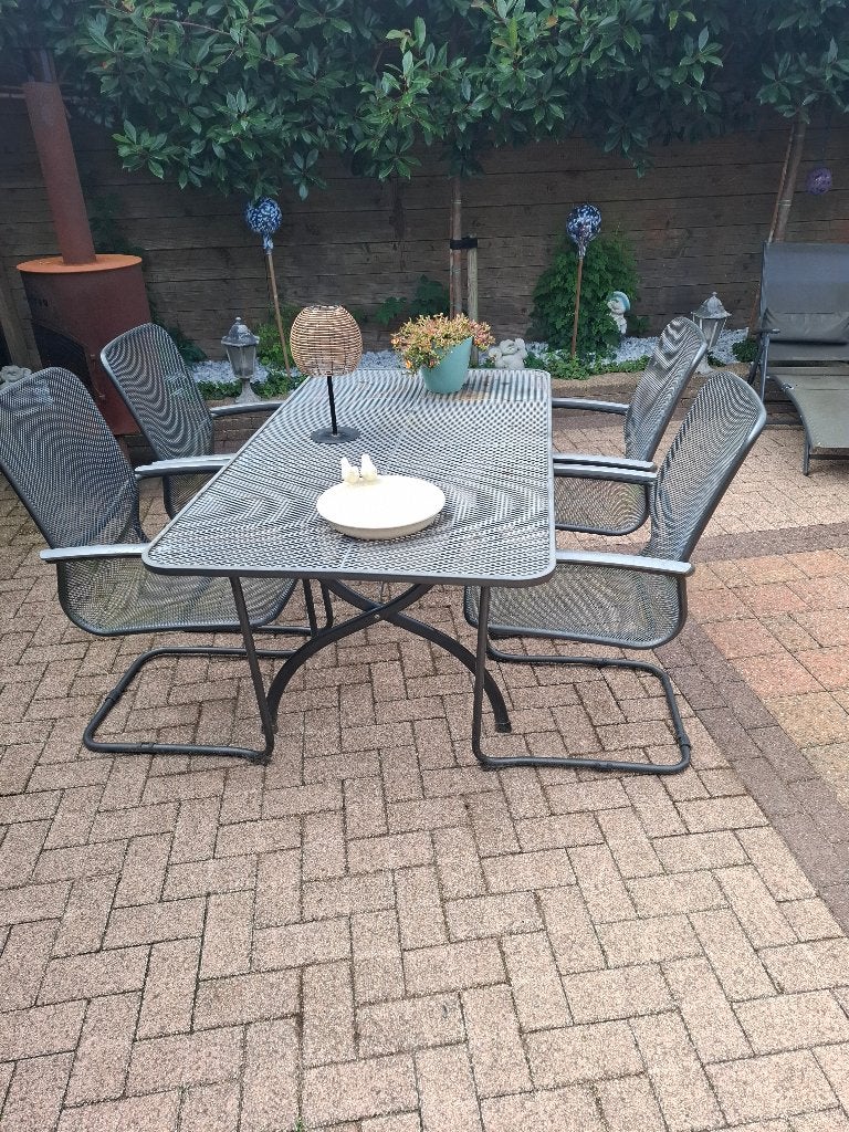 Tuinset tafel met 4 stoelen, Ophalen, 4 zitplaatsen, Gebruikt, Aluminium