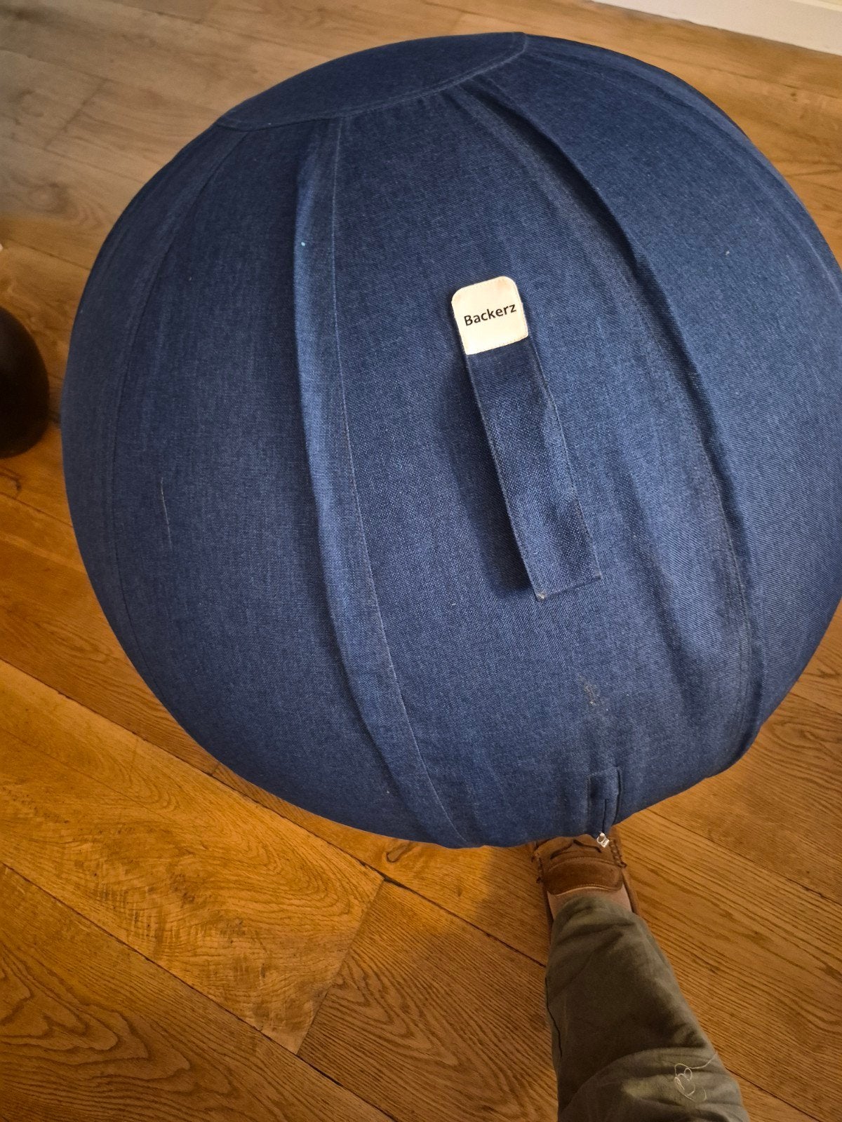 Backerz Ergonomische Zitbal - Denim Blauw, Huis en Inrichting, Woonaccessoires | Overige, Gebruikt, Blauw, Ophalen of Verzenden