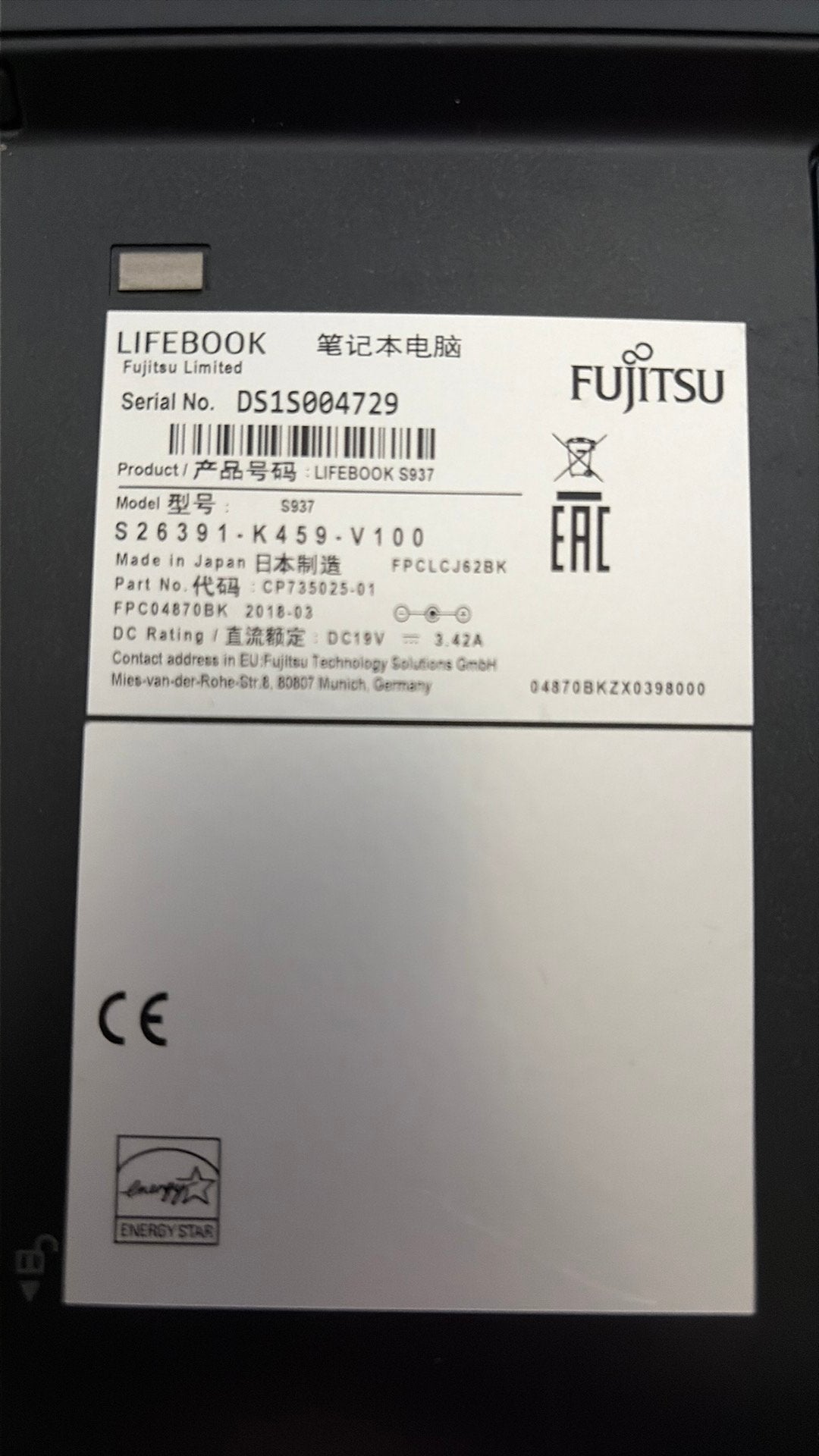 Lifebook fujitsu limited s937 touch, Ophalen of Verzenden