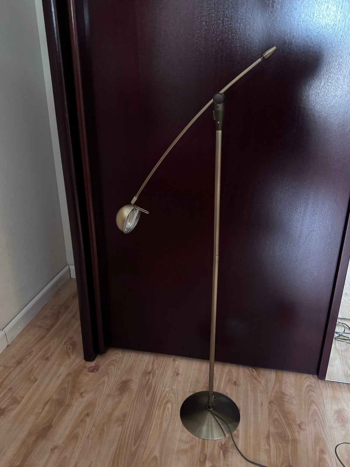 Elegante bronzen vloerlamp met verstelbare arm, Ophalen, Gebruikt, 100 tot 150 cm, Overige fittingen
