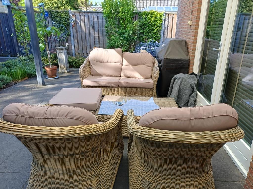 Applebee loungeset - Wicker met comfortabele kussens, Tuin en Terras, Tuinsets en Loungesets, 4 zitplaatsen, Gebruikt, Ophalen of Verzenden