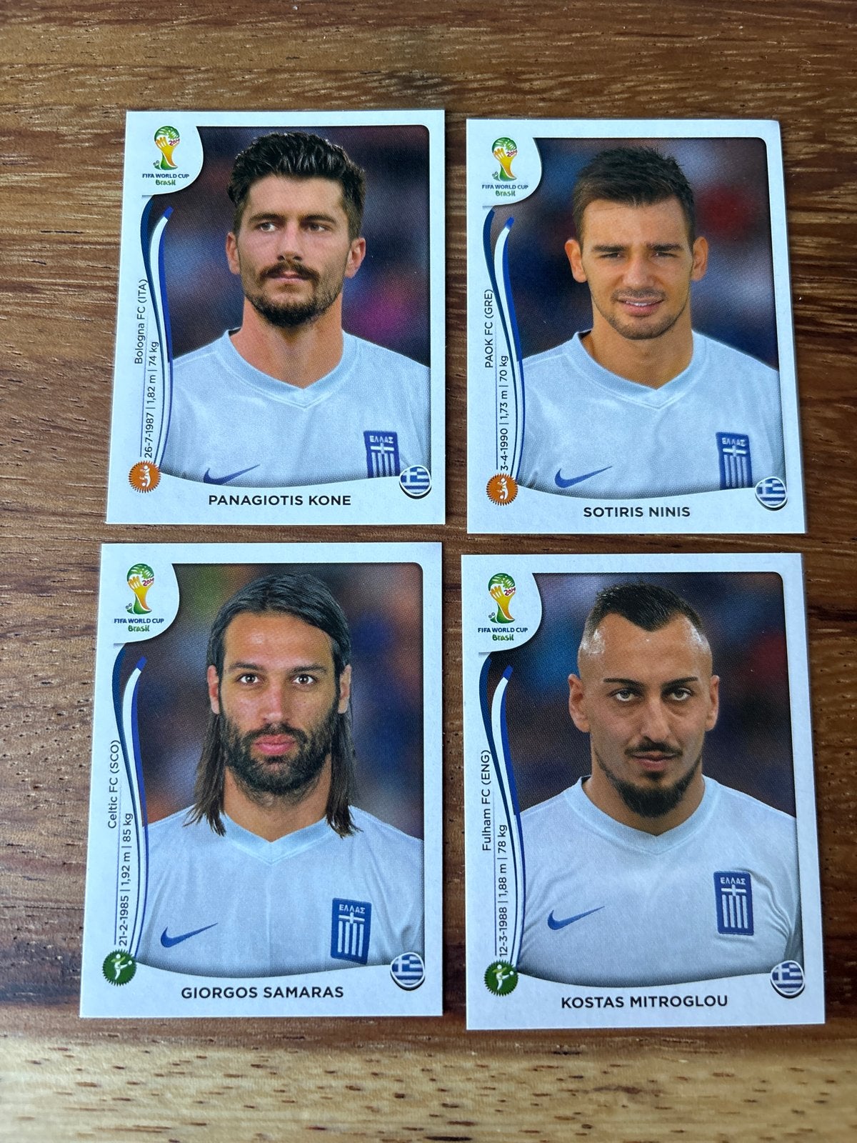 Panini WK 2014 Brazilië Griekenland Voetbalplaatjes, Ophalen of Verzenden, Zo goed als nieuw, Meerdere plaatjes